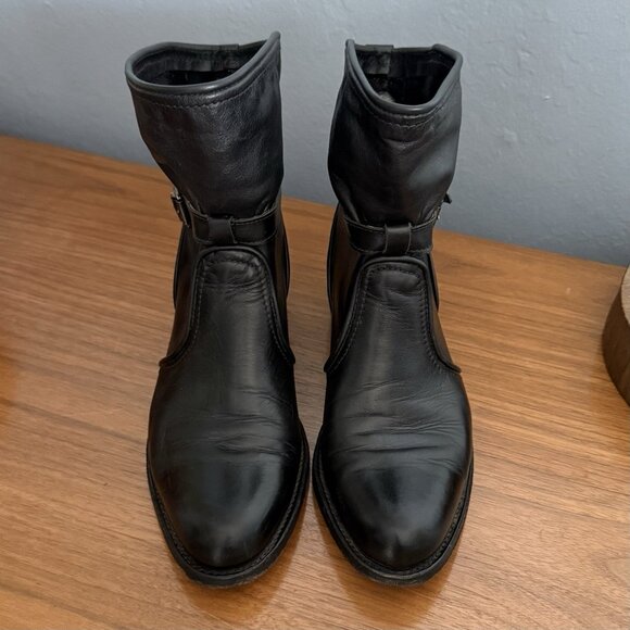 Frye Dorado Black Leather Ankle Buckle Boot Slouchy Size 8 - Picture 2 of 11